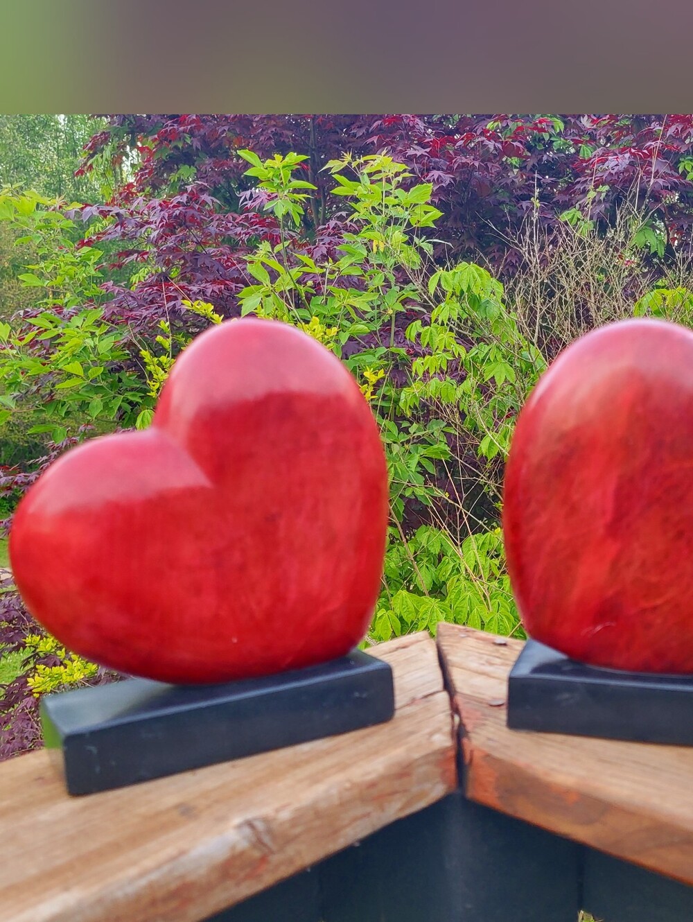 Vintage Italian Ducceschi Red Alabaster Heart Bookends Hand Carved Stone Decor